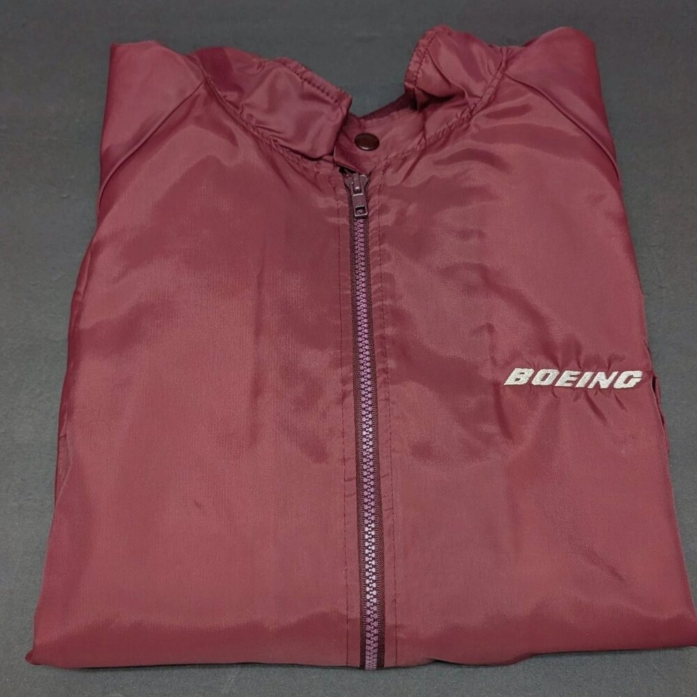 Vintage 1980s BOEING Jacket Men's Large Windbreaker HARTWELL USA Burgundy Coat